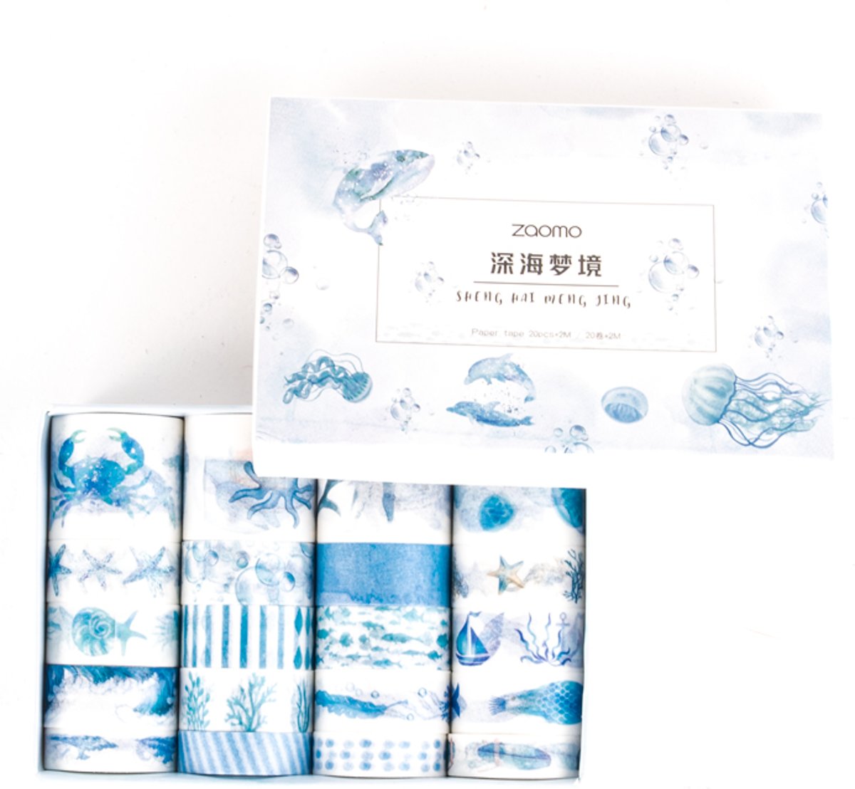 Moodadventures | Washi Tape | Blue Ocean | Set van 20 Rollen in Mooi Doosje